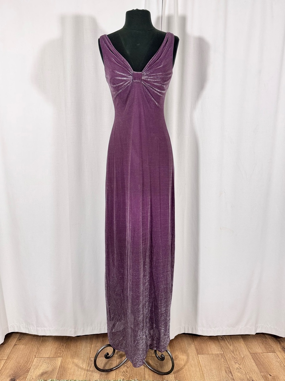 Vintage David Meister Purple Metallic Maxi Dress
